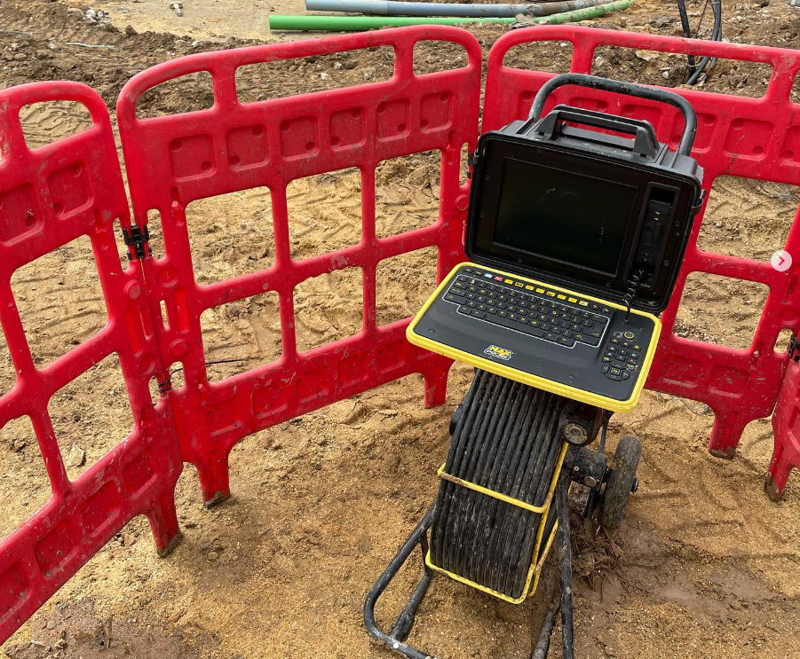 CCTV drain survey monitor and reel stand used by Overflow to inspect drains in Bracknell